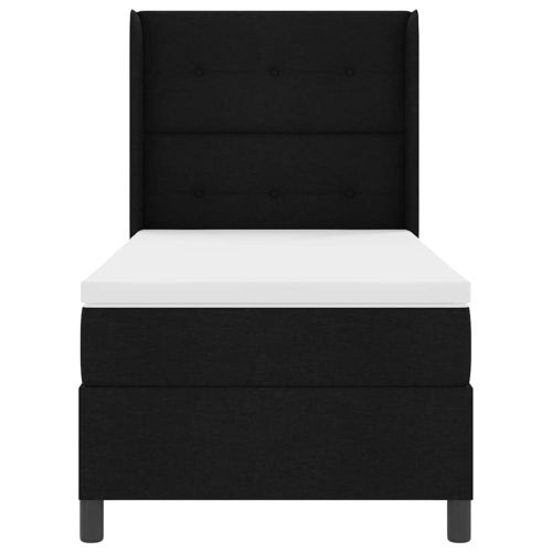 Легло с пружинирана основа с матрак Черен 190 x 90 cm текстил