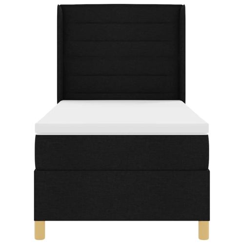 Легло с пружинирана основа с матрак Черно 90 x 190 cm текстил