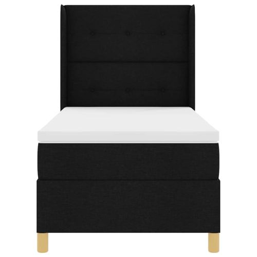 Легло с пружинирана основа с матрак Черно 140 x 190 cm текстил