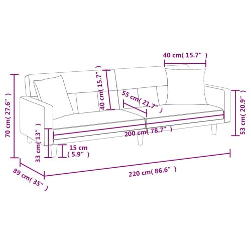 Разтегателен диван с възглавници, кремав, плат