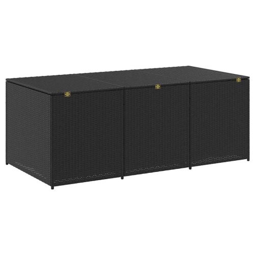 Градински сандък за съхранение, полиратан, 180x90x70 см, черен