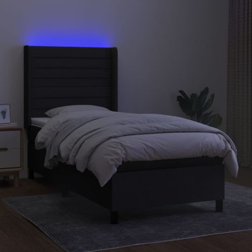 Боксспринг легло с матрак и LED, черна, 90x190 см, плат