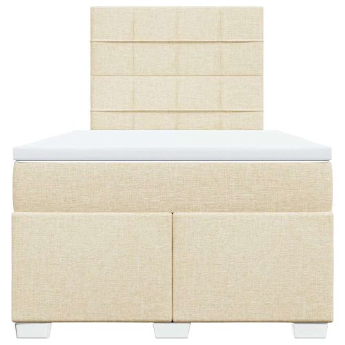 Боксспринг легло с матрак, кремаво, 120x200 см, плат