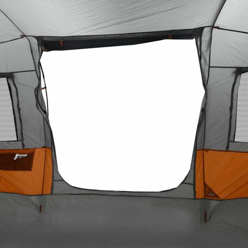 Къмпинг палатка тунелна за 4 човека сиво-оранжево водоустойчива