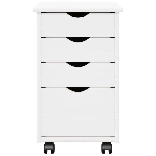 Плъзгащ кабинет с колело Бяло 34 x 39 x 56 см Солиден бор