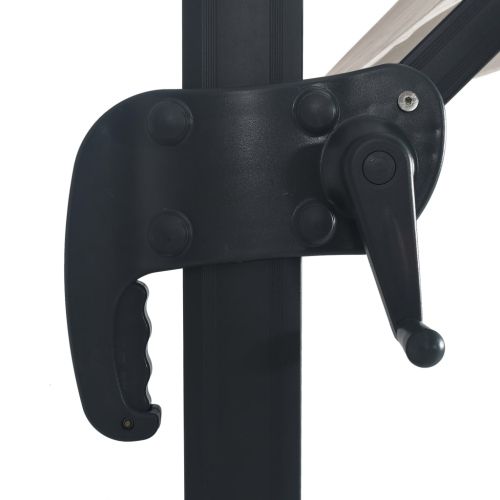 Конзолен градински чадър LED и алуминиев прът 400x300 см пясък