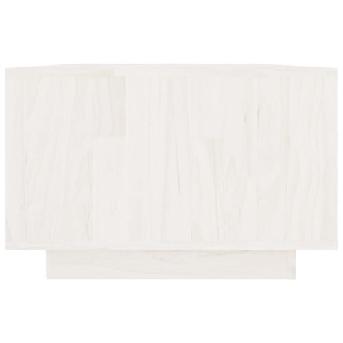 Маса за кафе, бяла, 110x50x33,5 см, борово дърво масив