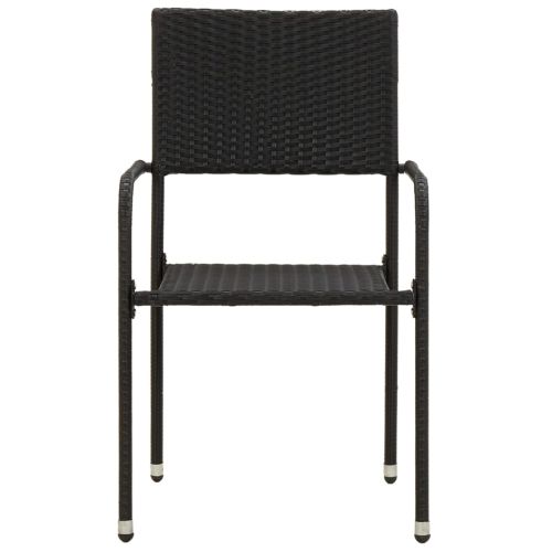 Градински трапезен комплект, 3 части, полиратан, черен