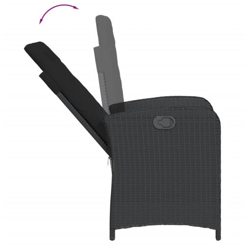 Градински трапезен комплект възглавници 5 части черен полиратан