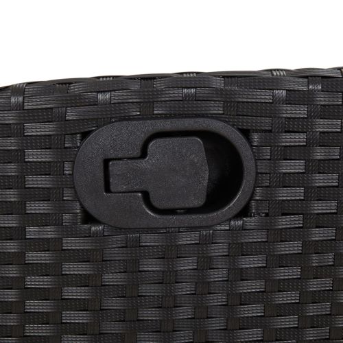 Градински комплект от 3 части с възглавници черни полиратан