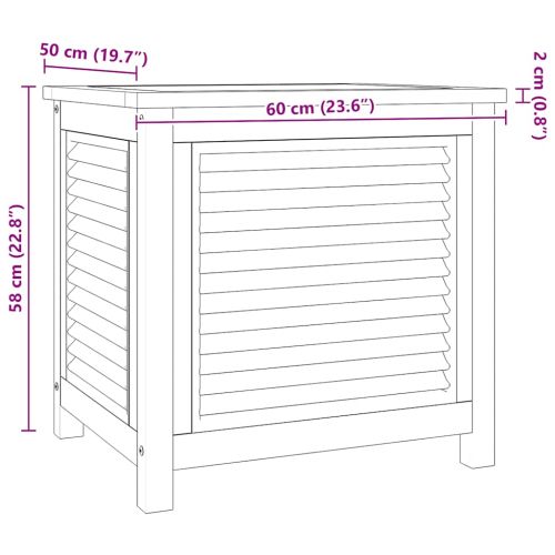 Градинска кутия за съхранение с чанта, 60x50x58 см, тик масив