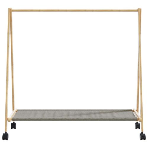vidaXLL Стелаж за дрехи с рафтове и колела 106x34x106,5 cm Бамбук