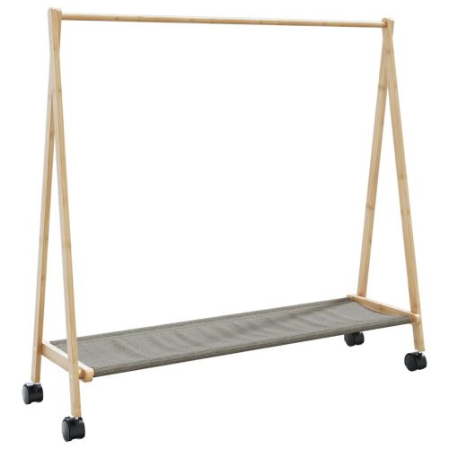 vidaXLL Стелаж за дрехи с рафтове и колела 106x34x106,5 cm Бамбук