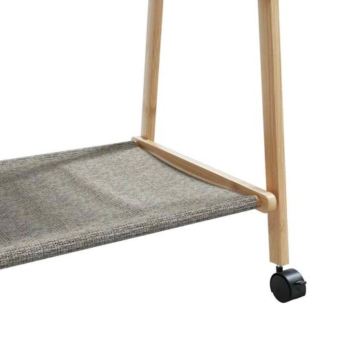 vidaXLL Стелаж за дрехи с рафтове и колела 106x34x106,5 cm Бамбук