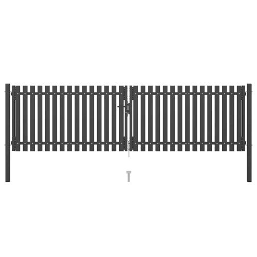 Градинска оградна порта, стомана, 400x75 см, антрацит