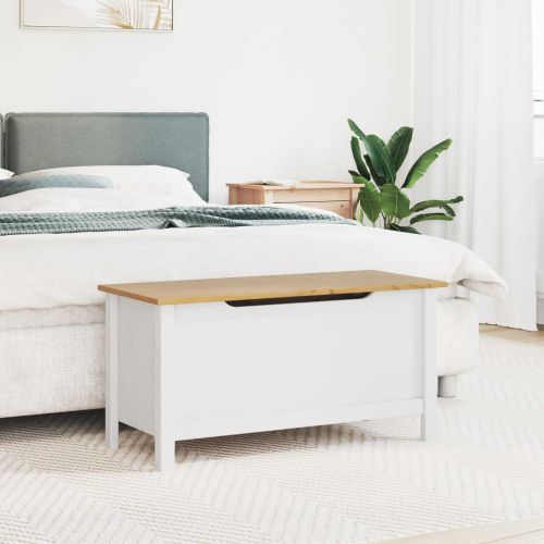 Кутия за съхранение Бяло и медено кафяво 90 x 40 x 45 cm