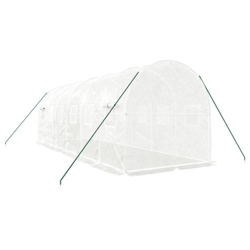 Оранжерия със стоманена рамка бяла 12 м² 6x2x2 м