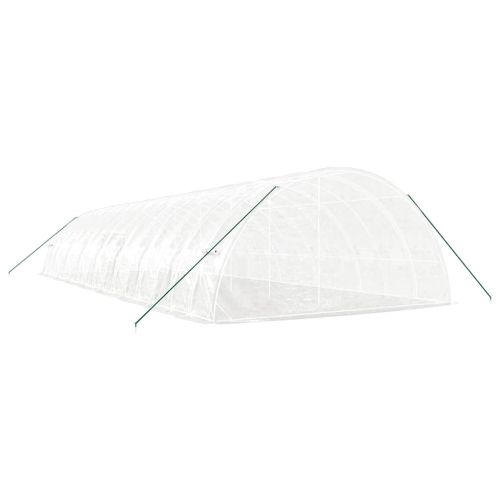 Оранжерия със стоманена рамка бяла 96 м² 16x6x2,85 м