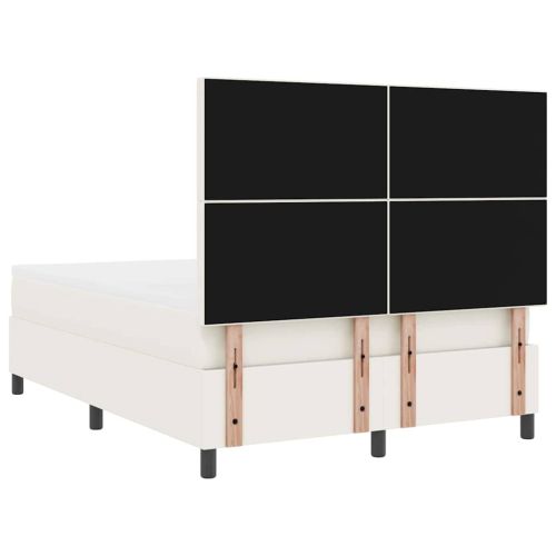 Легло с пружинирана основа Слонова кост и бяло 160 x 200 cm