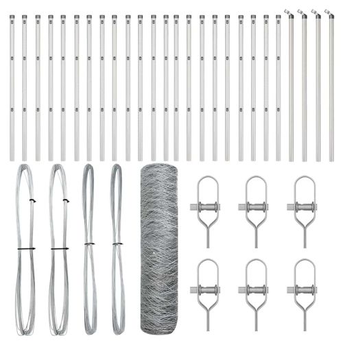 Стълб за ограда. Сребрист 50 x 0,5 м (50 мм мрежа) Стомана