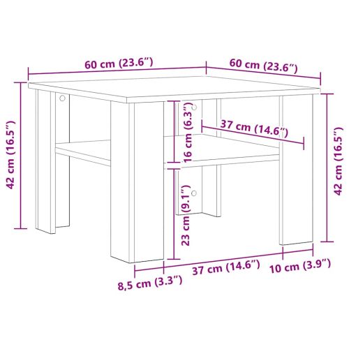 Кафе маса, дъб сонома, 60x60x42 см, инженерно дърво