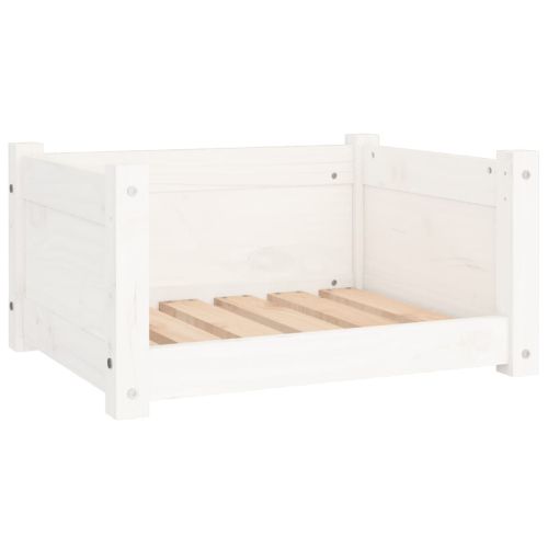 Кучешко легло, бяло, 55,5x45,5x28 см, масивна борова дървесина