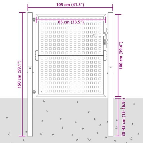 Градинска порта, антрацит, 100x100 см, стомана