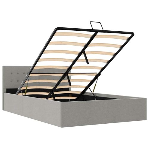 Легло с повдигащ механизъм, светлосиво, текстил, 120х200 см