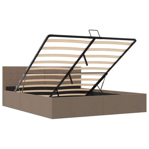 Легло с повдигащ механизъм, таупе, текстил, 180x200 см