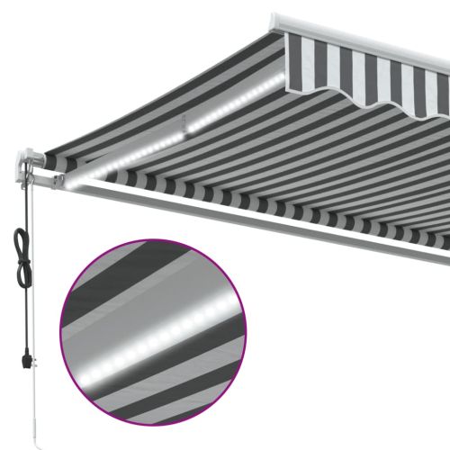 Автоматично прибираща се тента с LED антрацит и бял 400x350 см