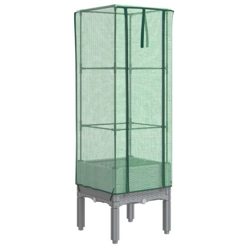 Повдигнато легло с оранжерия калъф, ратанов вид, 40x40x140 см