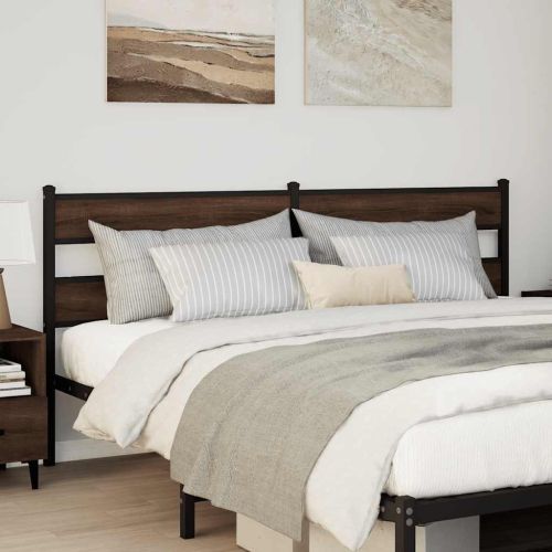 Резервна табла за легло, кафяв дъб, 180 см, стомана и инженерно дърво