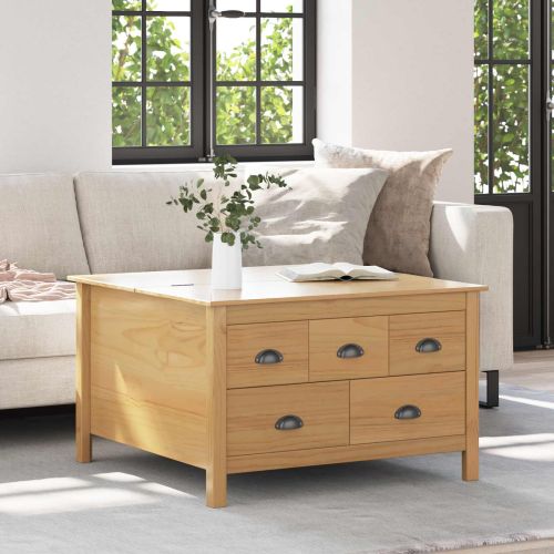 Масичка за кафе Меден кафяв 79.5 x 79.5 x 49 см Солиден бор