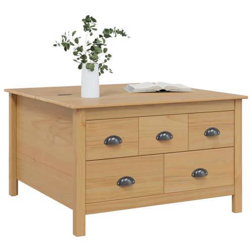 Масичка за кафе с чекмедже Hill Меден кафяв 79.5 x 79.5 x 49 см