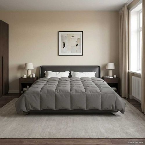 Летен юрган Патичено Светлосиво 200 x 200 cm Микрофибър