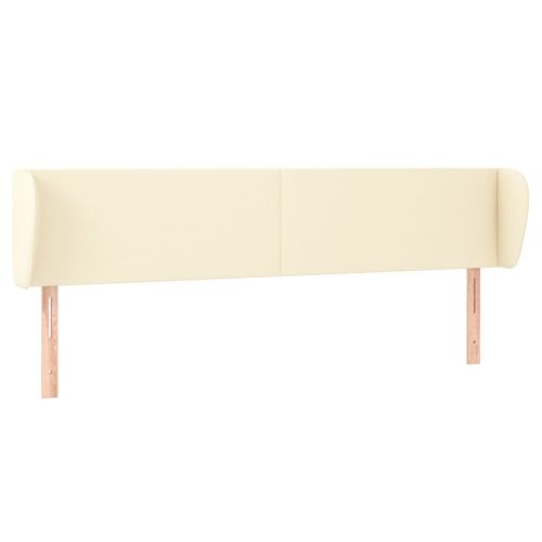 Горна табла с уши, кремава, 203x23x78/88 см, изкуствена кожа