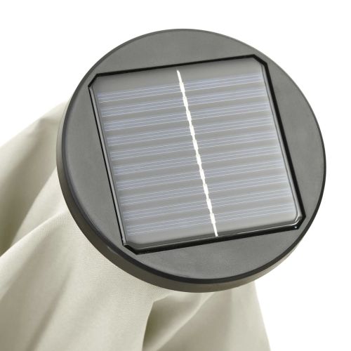 Градински чадър с LED осветление, пясъчен, 200x211 см, алуминий