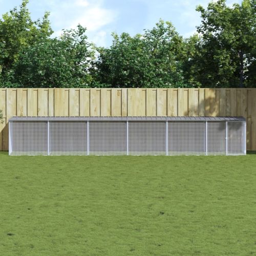 Клетка за пилета с покрив светлосива 603x98x90 см стомана