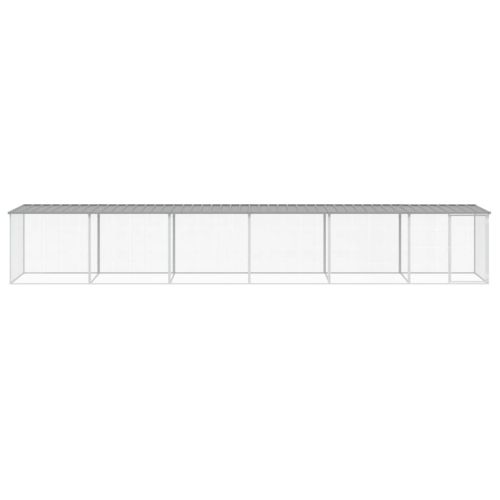 Клетка за пилета с покрив светлосива 603x98x90 см стомана