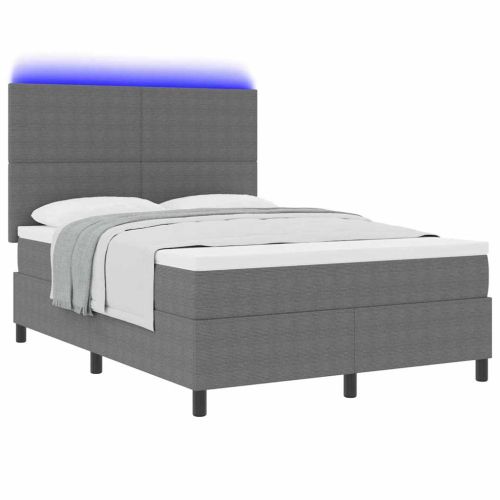 LED кутия за пружини с легло Светлосив и бял 140 x 190 cm