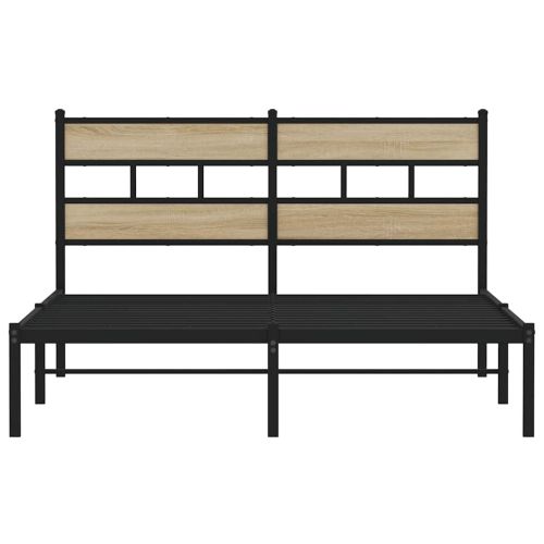 Метална рамка за легло, без матрак, дъб сонома, 140x190 см