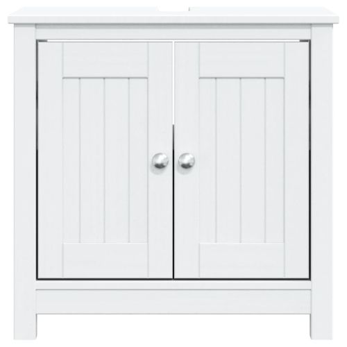 Шкаф за мивка за баня "BERG", бял, 60x34x59 см, бор масив