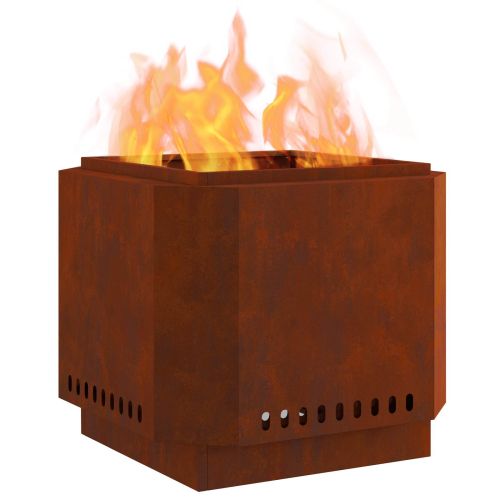Бездимна камина Кафяво 58 x 58 x 51 см Патинираща стомана