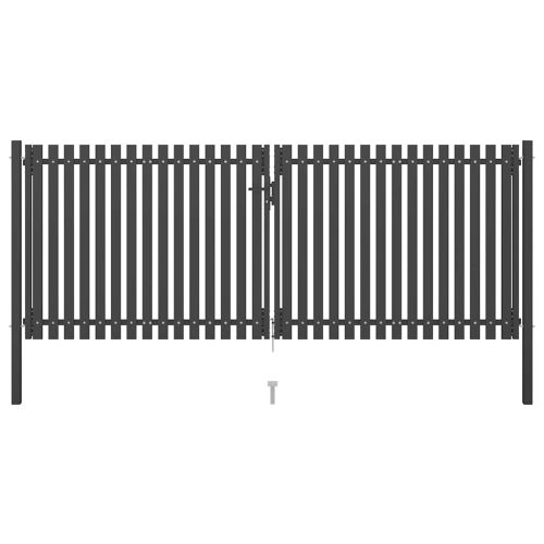 Градинска оградна порта от стомана 400x125 см, антрацит