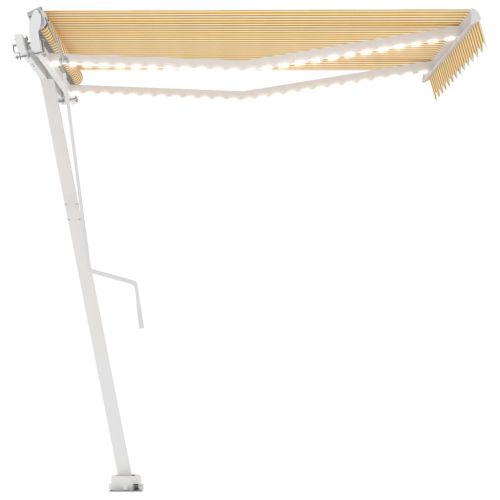 Автоматичен сенник LED и сензор за вятър 300x250 см жълто/бяло