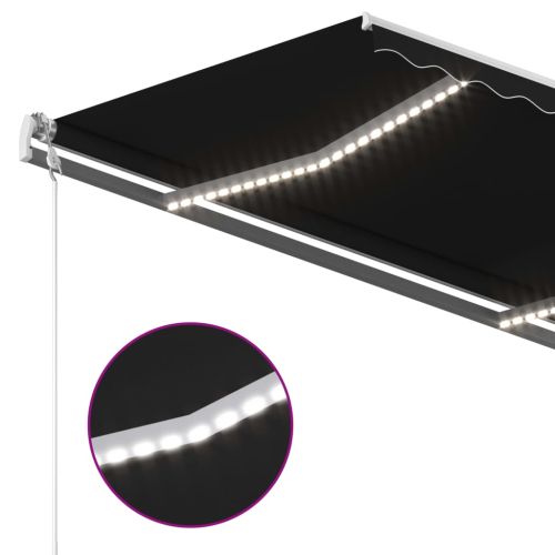 Ръчно прибиращ се сенник с LED, 3x2,5 м, антрацит
