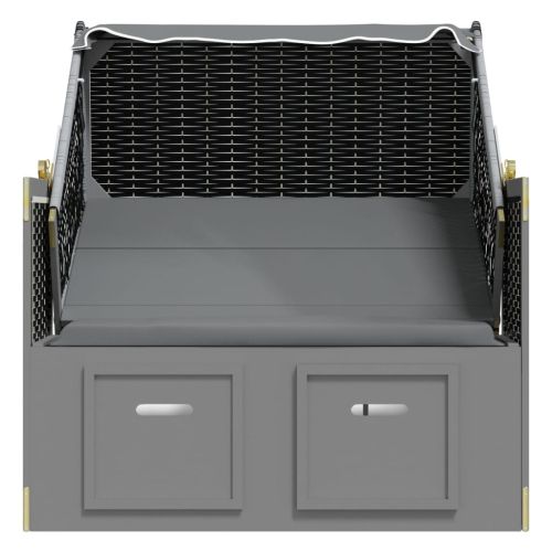 Strandkorb с навес, полиратан и масивно дърво, антрацит и черно