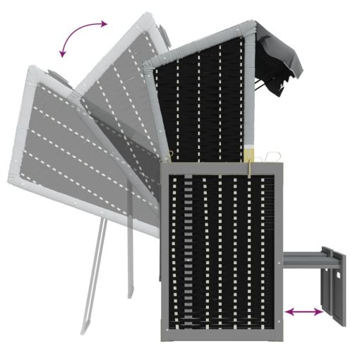 Strandkorb с навес, полиратан и масивно дърво, антрацит и черно