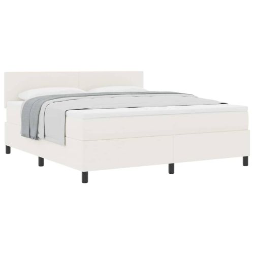 Легло с пружинирана основа Слонова кост и бяло 180 x 200 cm