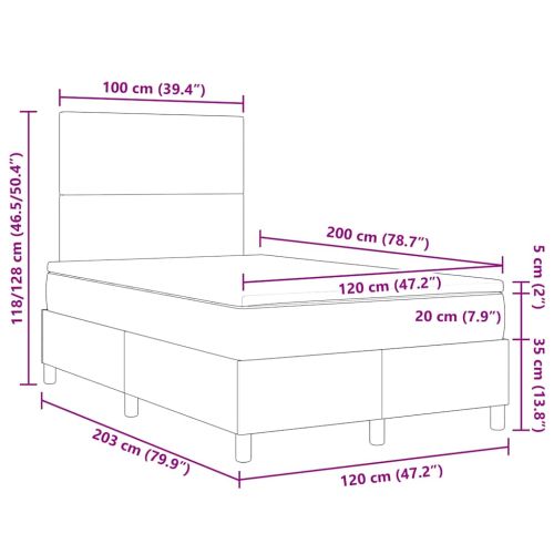 Легло с пружинирана основа Слонова кост и бяло 120 x 200 cm